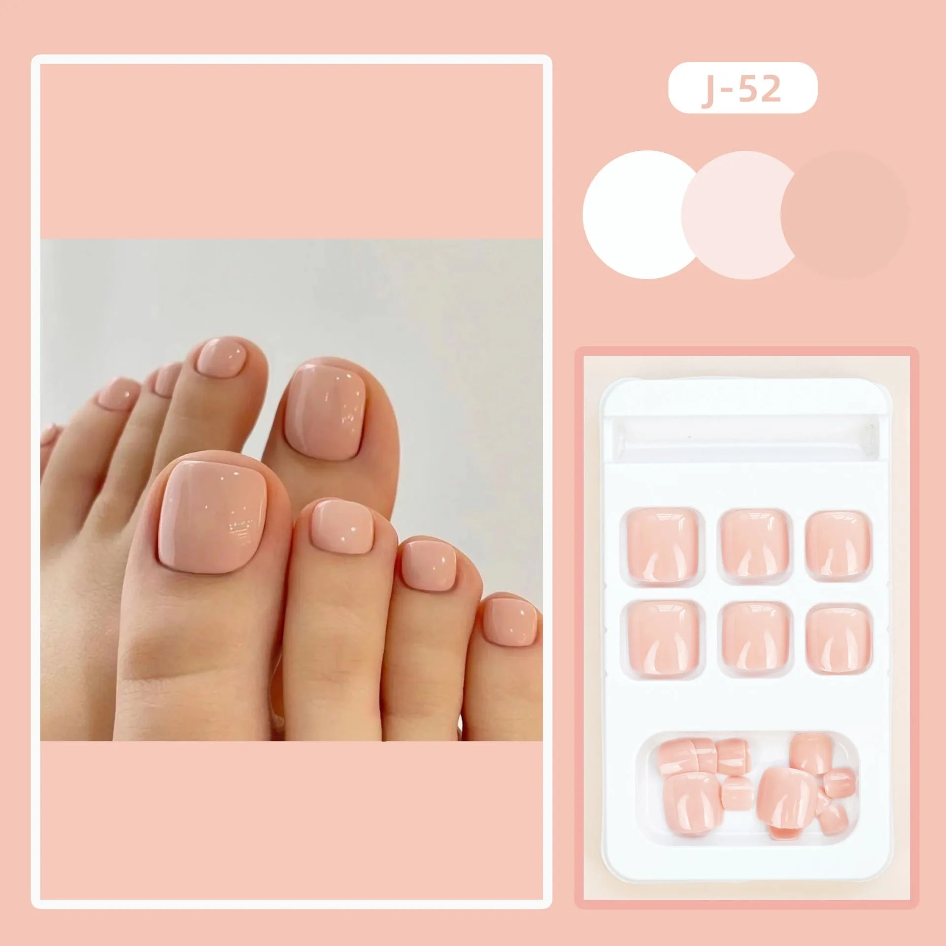 Fashion Personality toe nail stickers in skin tone colour with adhesive glue bottle.