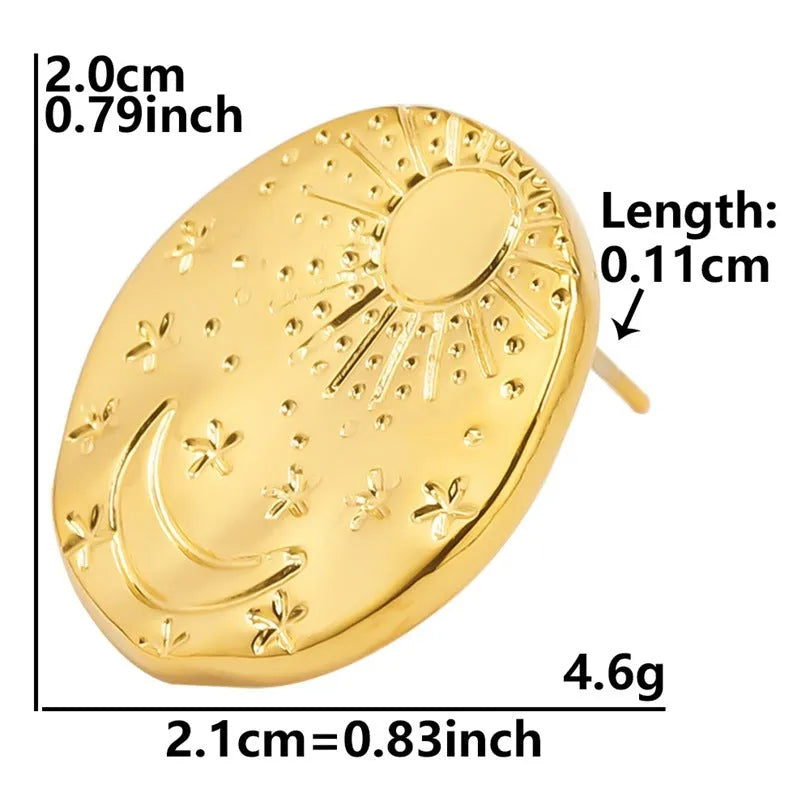 304 stainless steel geometric shell ear studs with gold or silver electroplated finish