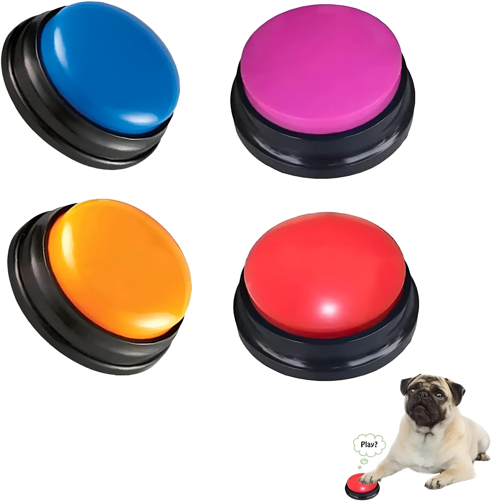 Voice recording clicker for dog training with multiple colour options