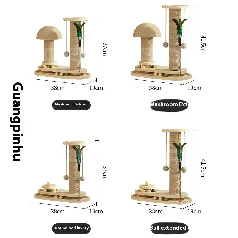 Solid wood cat turntable scratching post with rotating play surface