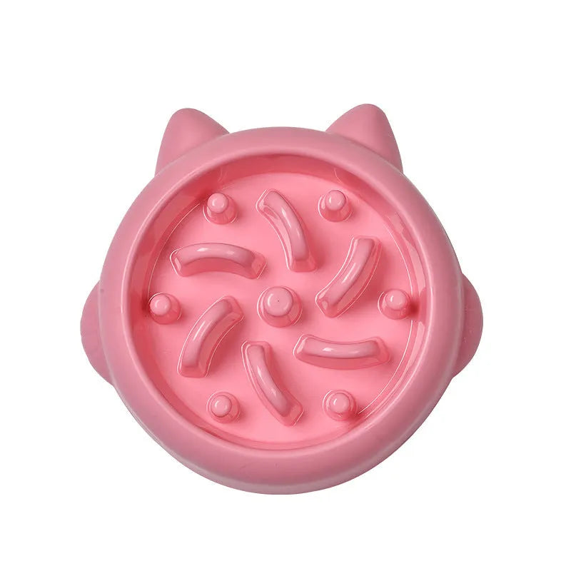 Green slow feeder dog bowl with bone-shaped ridges for anti-choking feeding