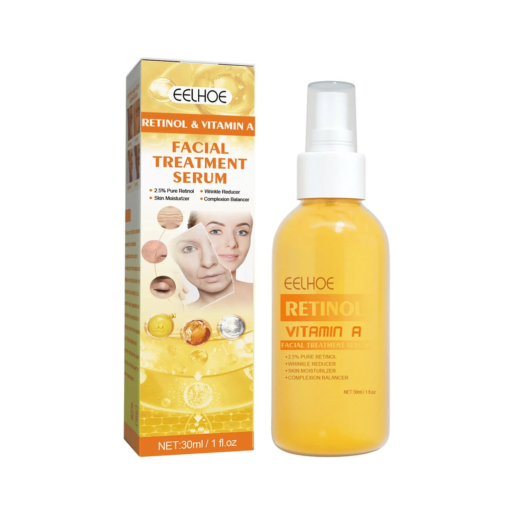 Boxed 30ml bottle of Retinol Anti-Wrinkle Essence Spray for face and neck.