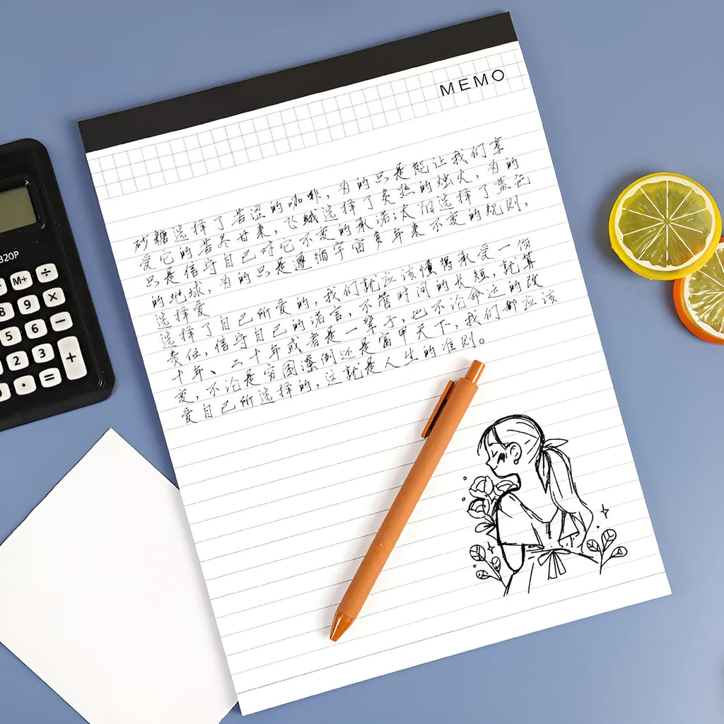 A4 tear-off meeting notebook pad with grid paper and wireless adhesive binding