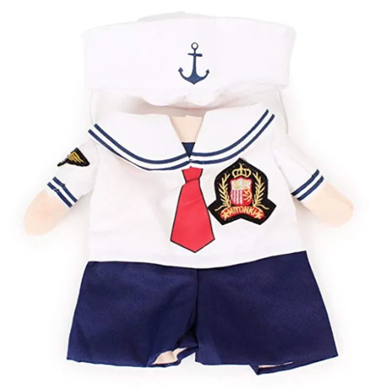 Sailor-style polyester pet costume for cats and dogs, fashion minimalist design, available in sizes S to XL