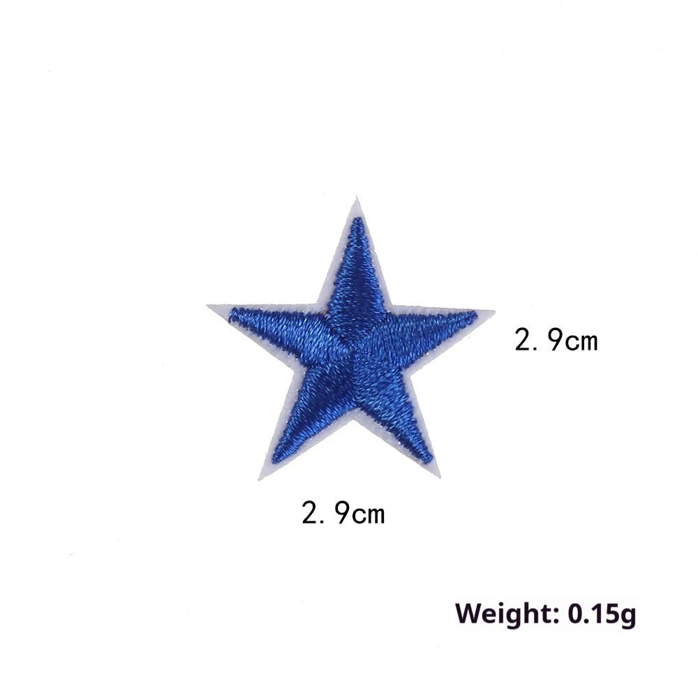 Colourful five-pointed star cloth embroidery stickers for DIY fabric decoration