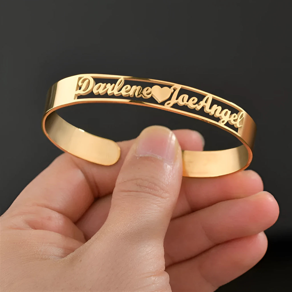 Custom name bracelet stainless steel silver finish with engraved text 6mm width