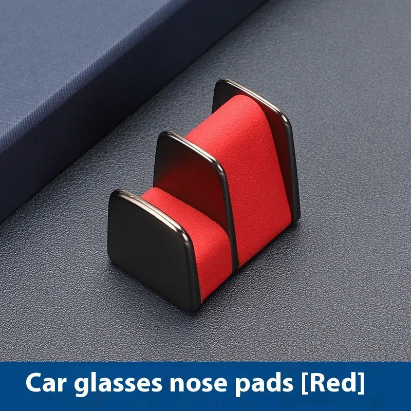 Zinc alloy and leather car dashboard sunglasses clip holder in four colours