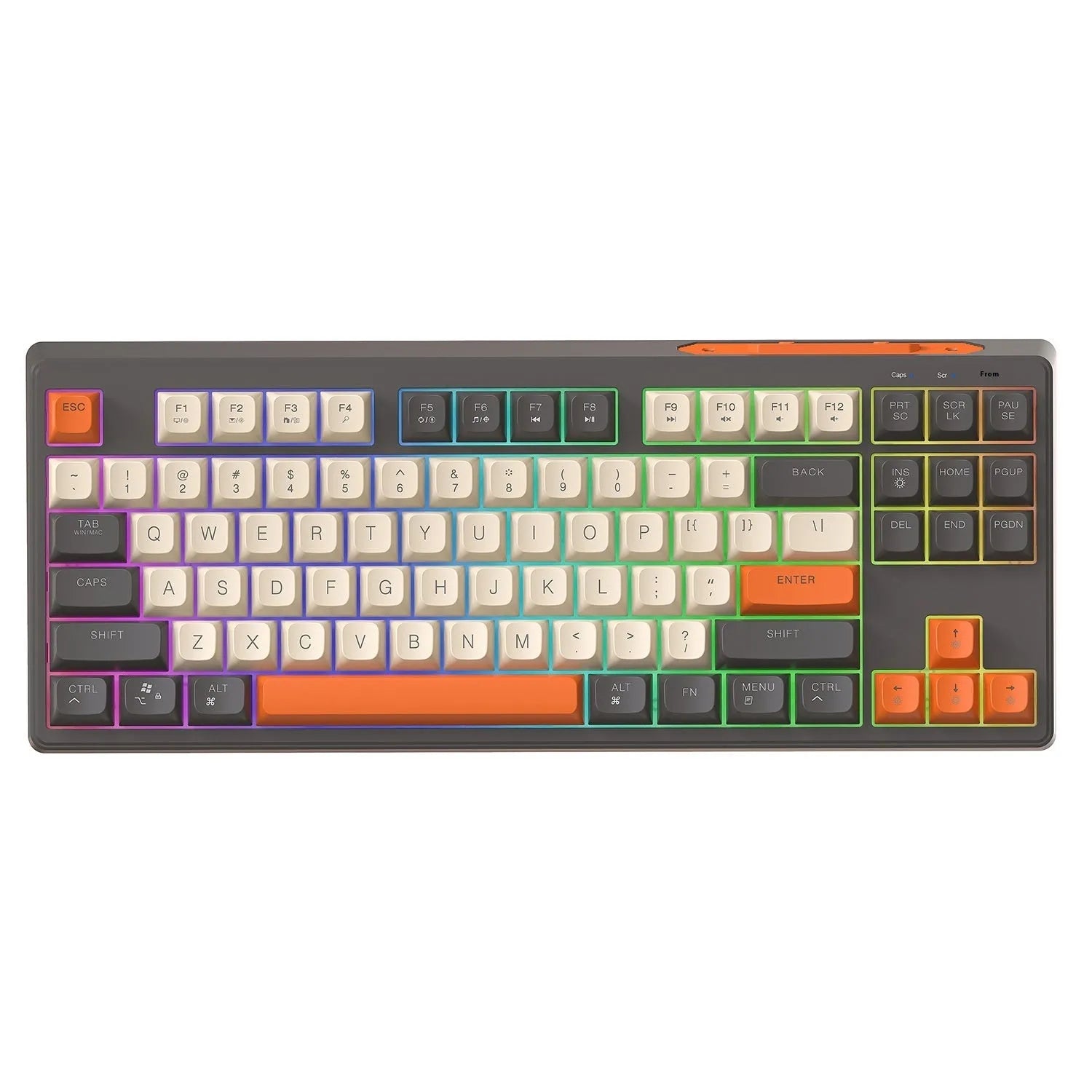 Wireless Bluetooth dual-mode keyboard in blueberry colour with compact 38 cm width design