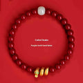 Handmade Chinese cinnabar Snake zodiac bracelet with roll snake beads in 6mm or 8mm sizes.