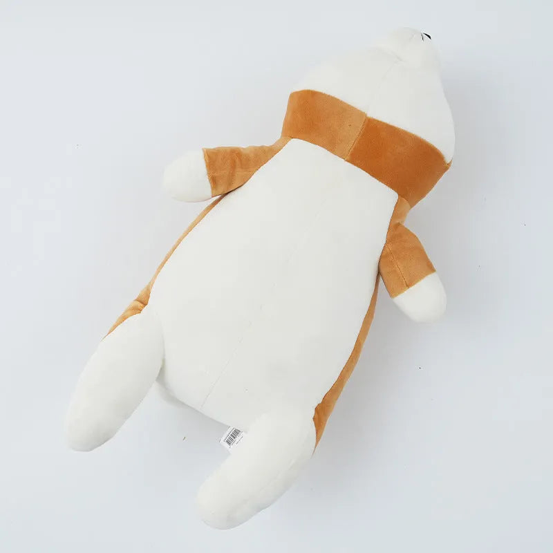 Brown Shiba Inu plush toy dog doll 45cm tall on plain background