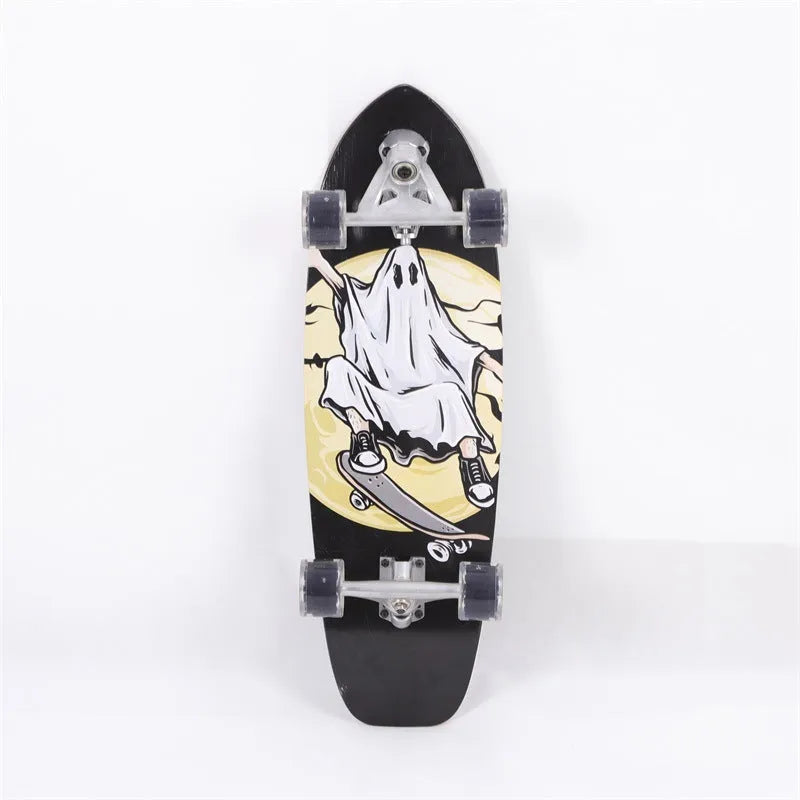 White street scooter with 31-inch maple wood deck for urban riding