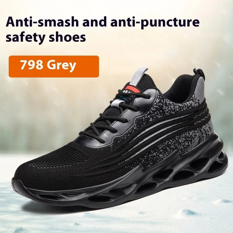 Leather labour protection shoes with anti-smashing design in multiple colour options