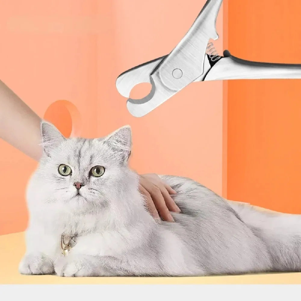Silver stainless steel pet nail clipper for dog and cat grooming