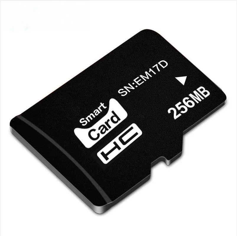 256MB TF memory card with compact dimensions in gift-ready packaging