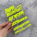 Reflective motorcycle bumper sticker measuring 16cm by 11cm with PET material construction