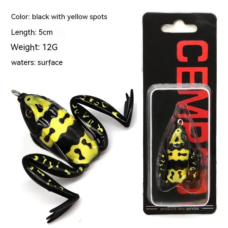 Bionic thunder frog snake head fishing lure with double hooks in grass green colour