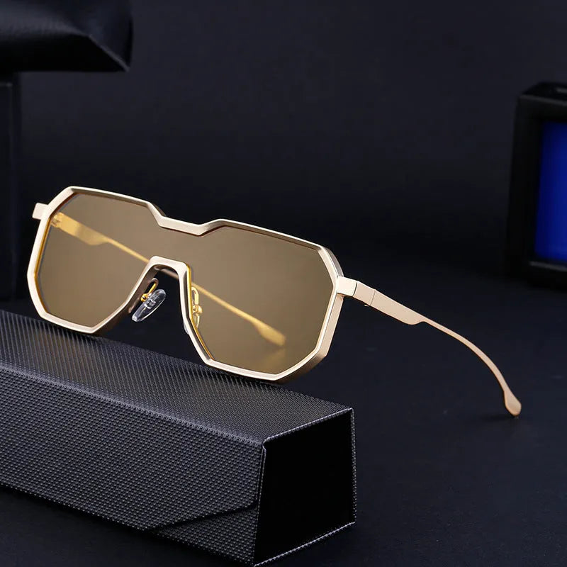 New One irregular punk sunglasses for men, matte silver frame