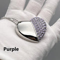 Heart-shaped brick pattern metal USB flash drive shown in multiple colour options.