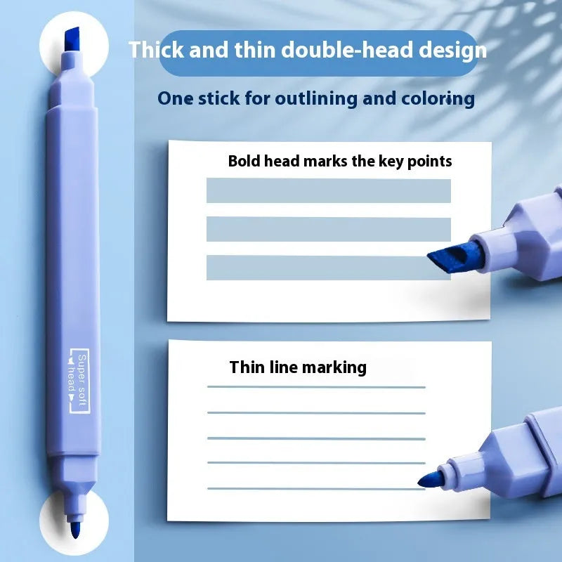 Double-headed fluorescent marking pen set in 6 or 12-piece pack with Mix, Salt and Sweet series options