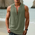 Casual men's sleeveless shirt in cotton and linen fabric, shown in mint green colour