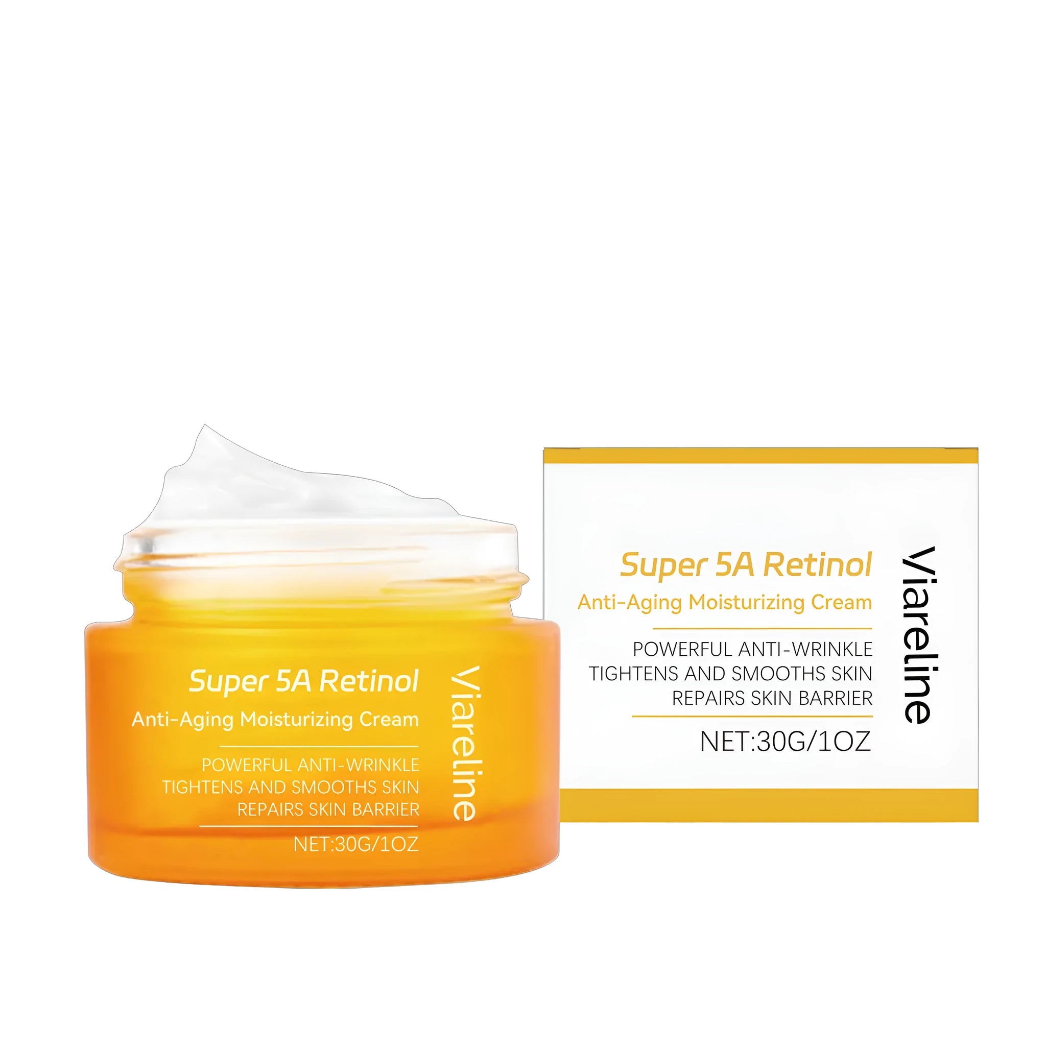 30g retinol anti-aging repair cream with hyaluronic acid in white tub