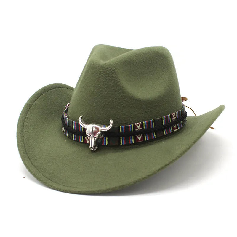 Army Green polyester cowboy hat with a bell-shaped crown on a plain background.