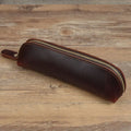 Genuine leather handmade pencil case with zipper in four colour options