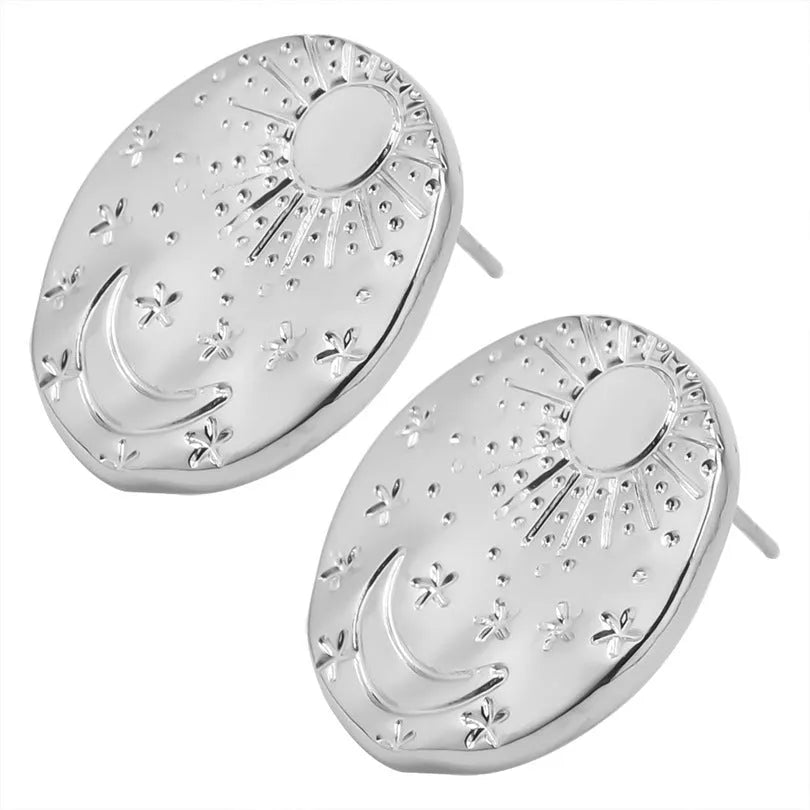 304 stainless steel geometric shell ear studs with gold or silver electroplated finish