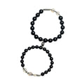Obsidian Buddha beads couple bracelet DIY kit with 8mm and 10mm beads.