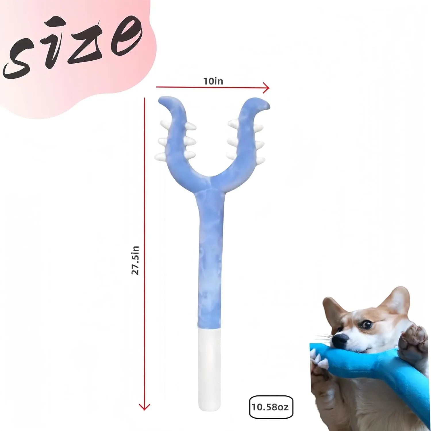 Blue and pink plush cat wand toy with 70cm length for interactive indoor play