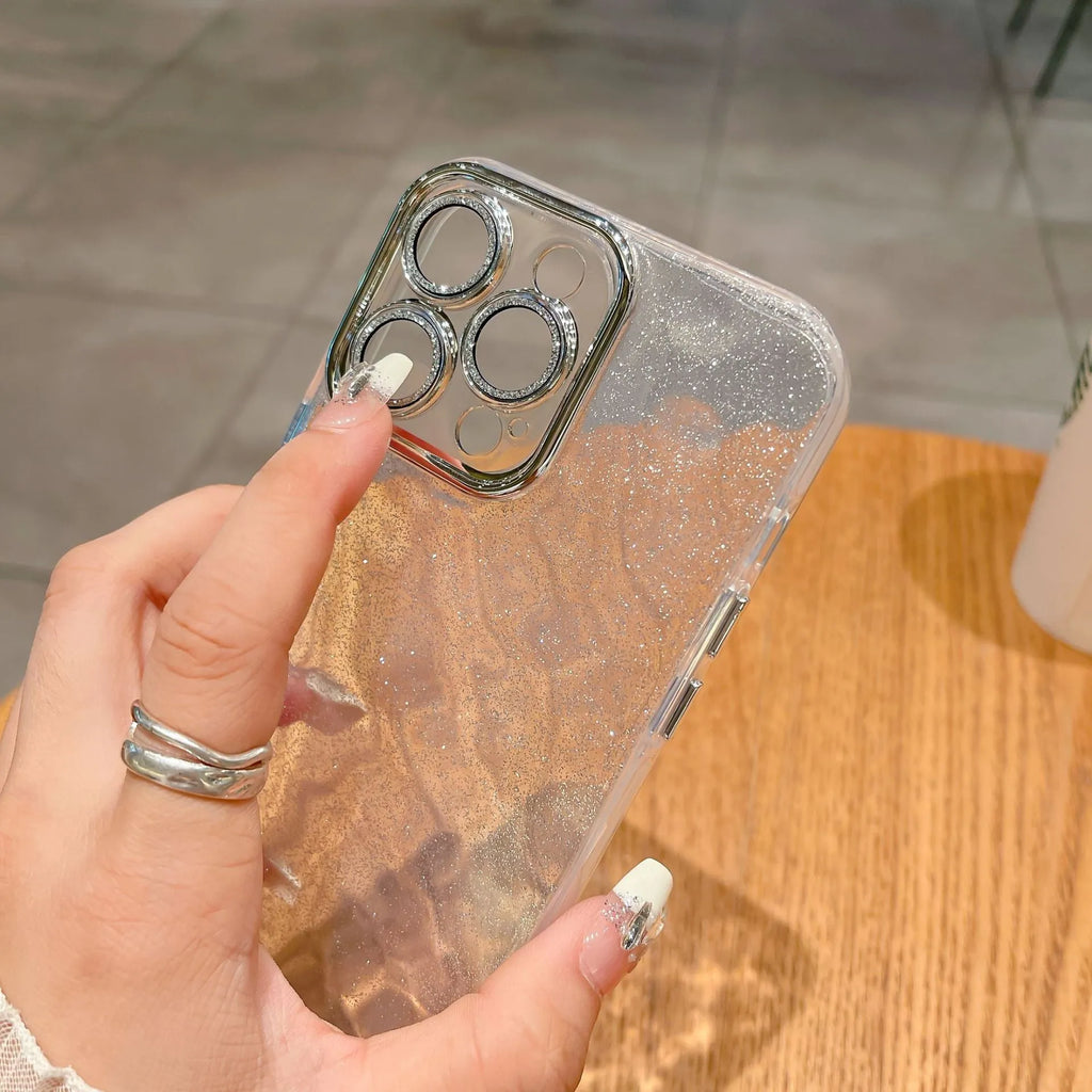 Corrugated PC phone case with lens protector for iPhone 11-15 in transparent colour