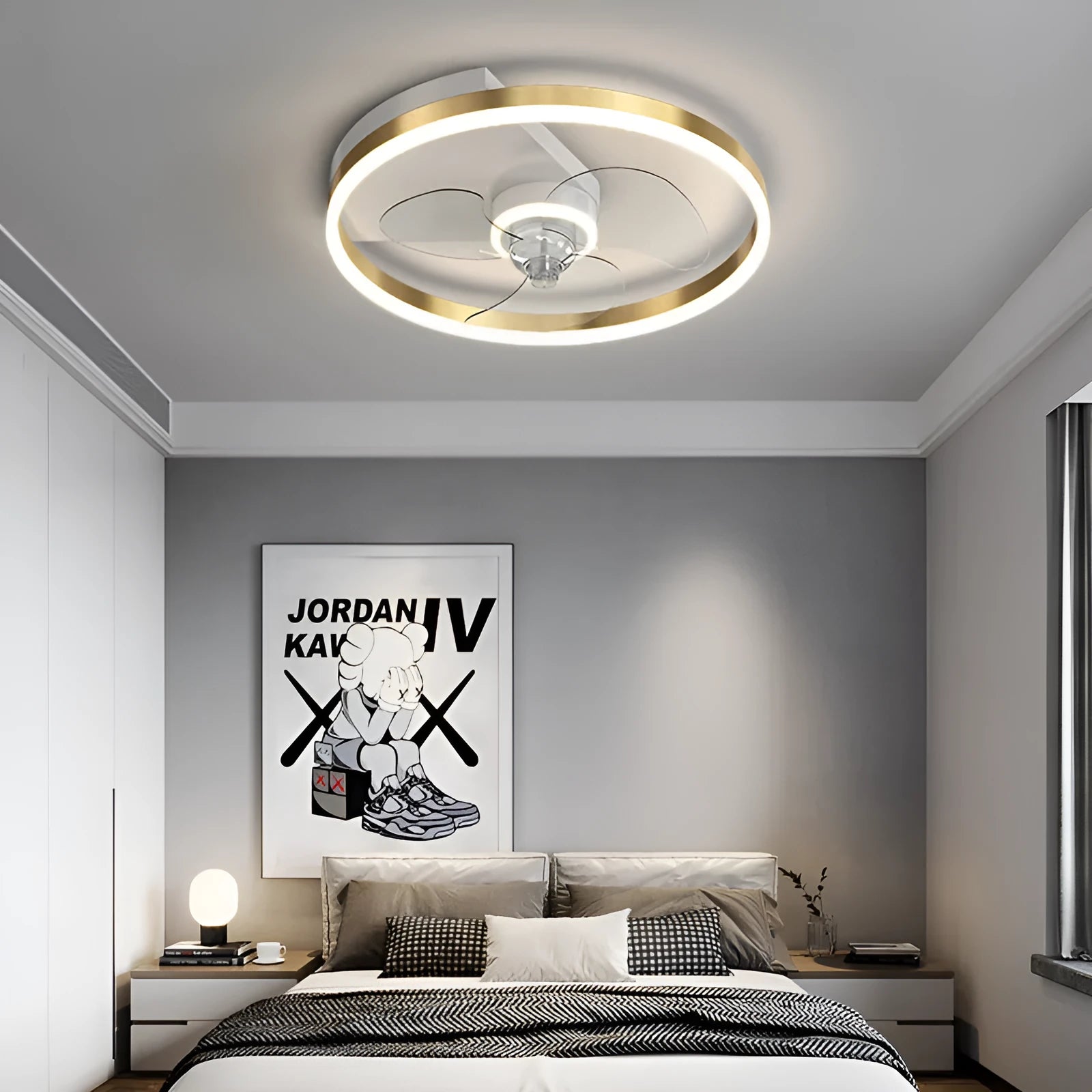 Nordic style modern simple iron ceiling lamp for children's room with LED light source
