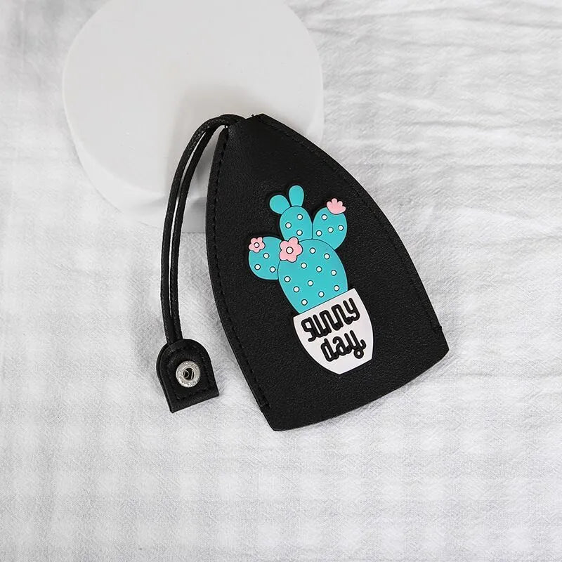 Cartoon design pull-out key case for car keys in PU leather.