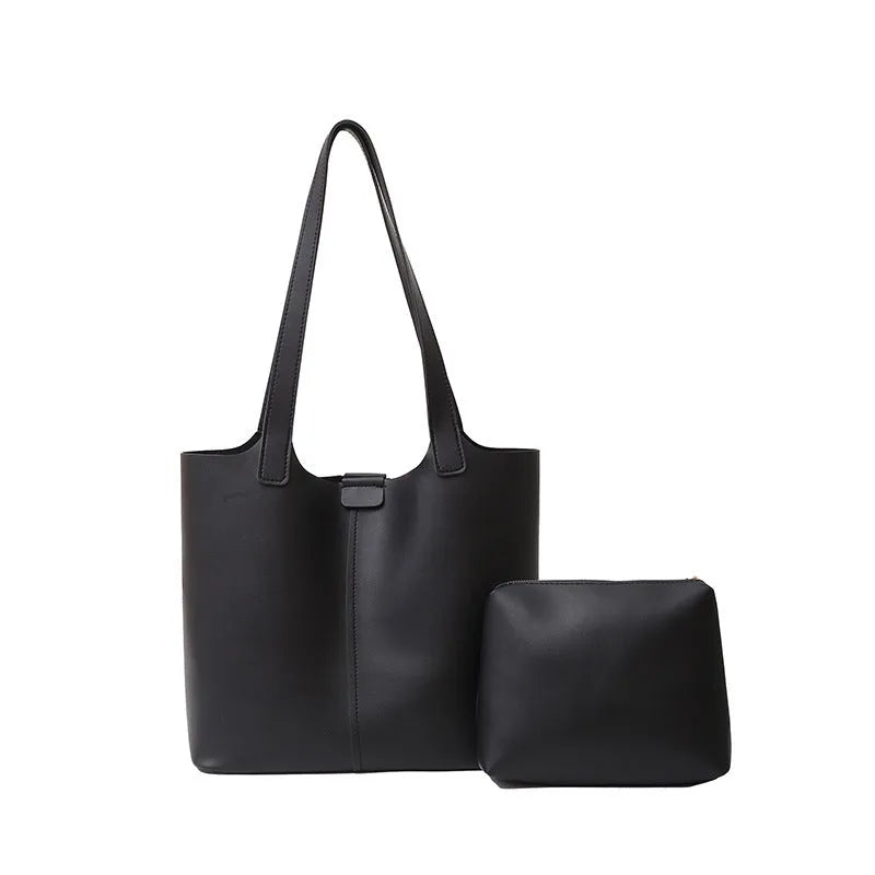 Horizontal square commuter shoulder bag in PU with splicing design and inner patch pocket