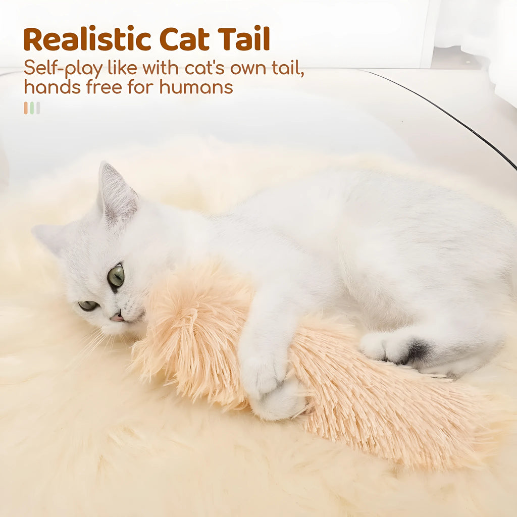 Green, white, blue, and pink plush cat toy pillow measuring 27cm by 10cm
