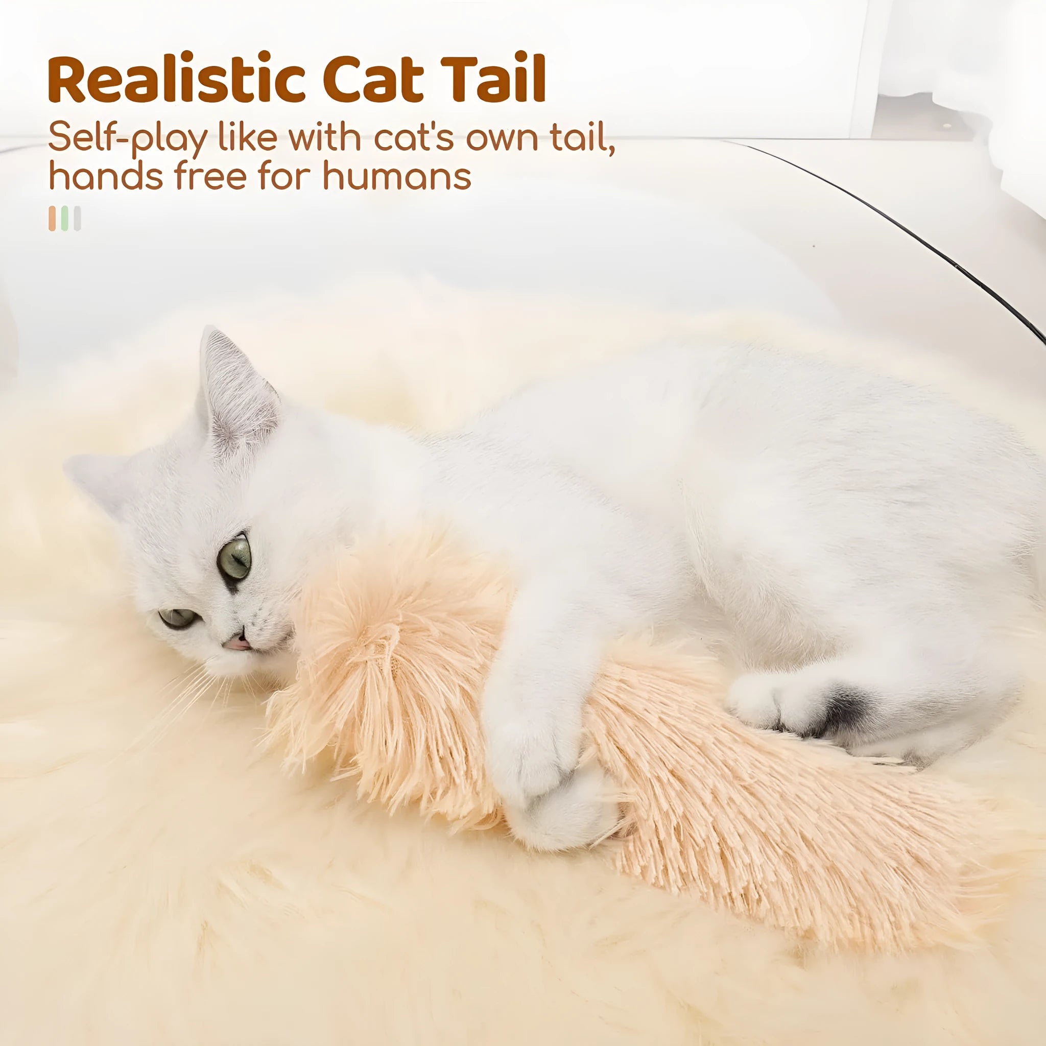 Green, white, blue, and pink plush cat toy pillow measuring 27cm by 10cm