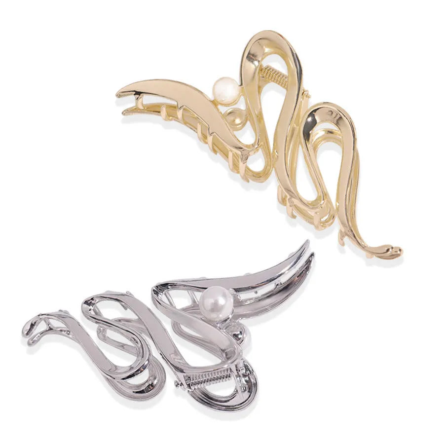 Silver metal barrettes hair claw set with multiple design variations and electroplated finish