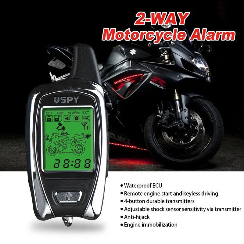 Black plastic bidirectional motorcycle burglar alarm for 12V systems anti-theft device