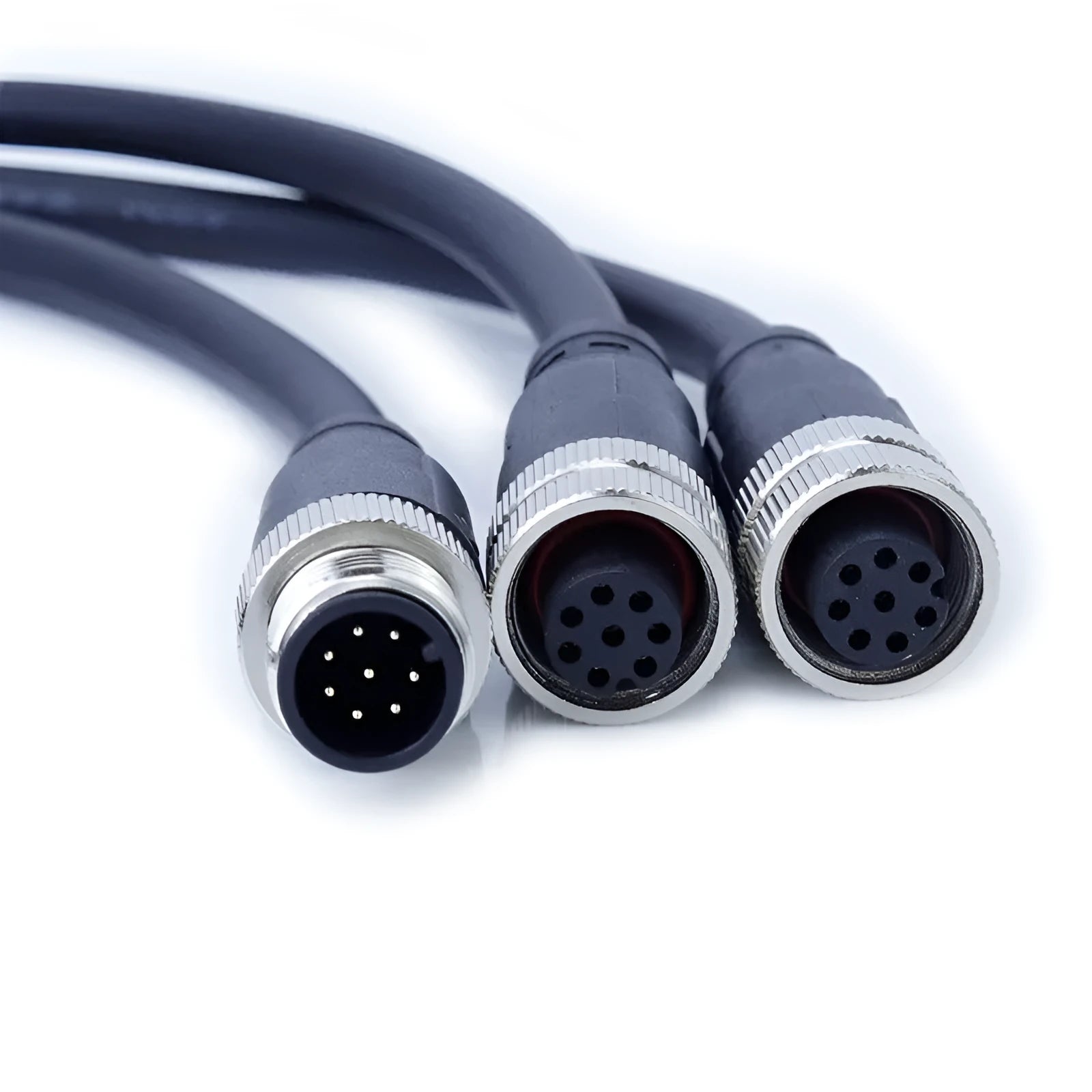 M12 8-core waterproof connecting wire with straight-head aviation connector and IP67 seal