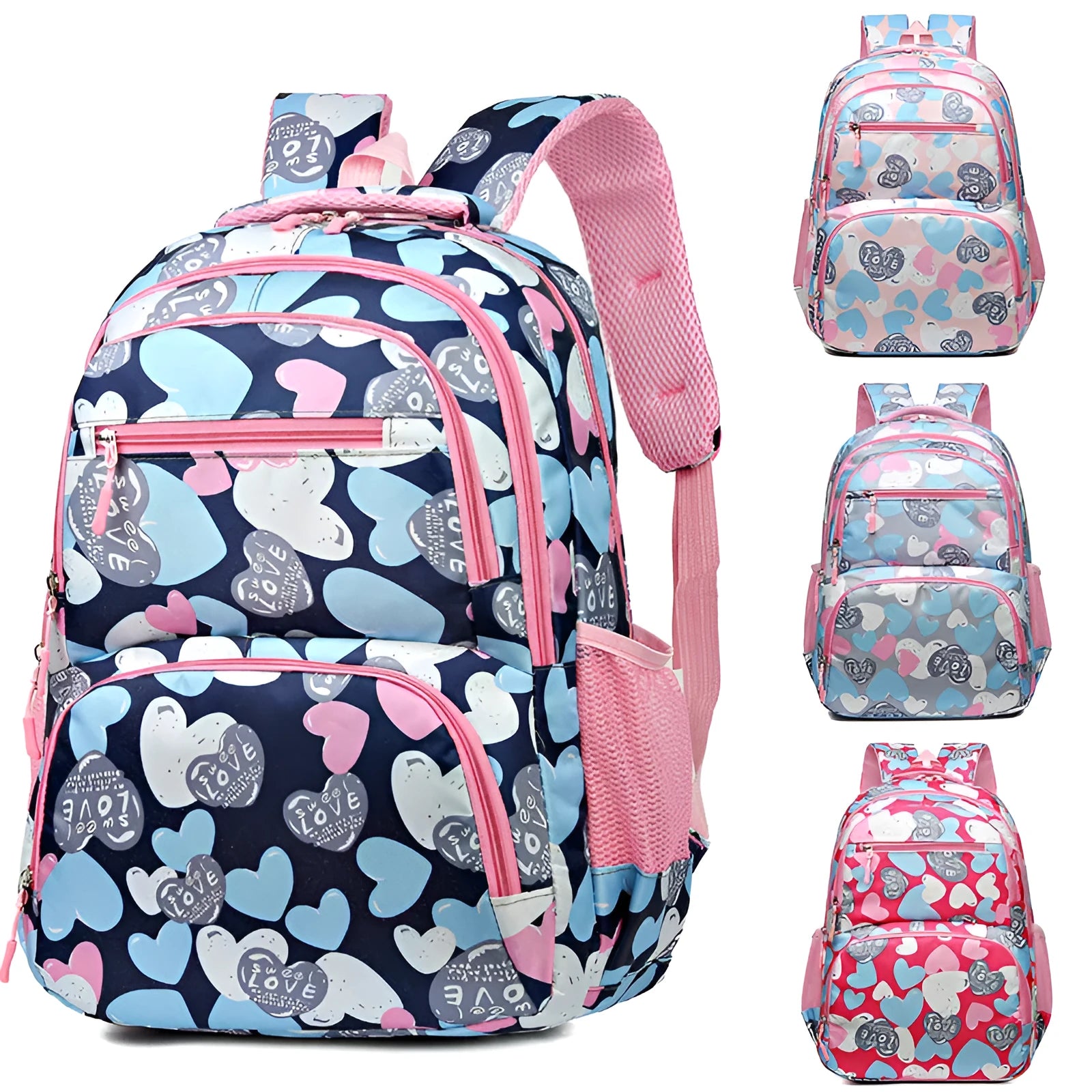 Children's Oxford cloth school backpack with air cushion shoulder straps in blue colour