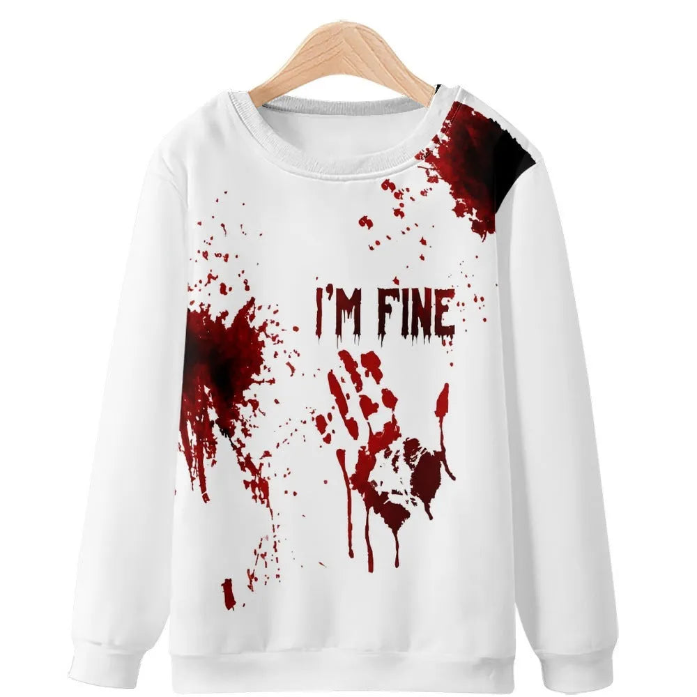 Men's round neck sweater with Halloween 3D print, polyester, colour 1-4T29, sizes XXS to 4XL