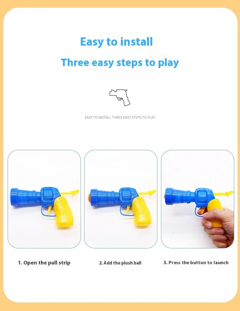 30cm pet toy firing gun with soft plush balls for interactive dog and cat play