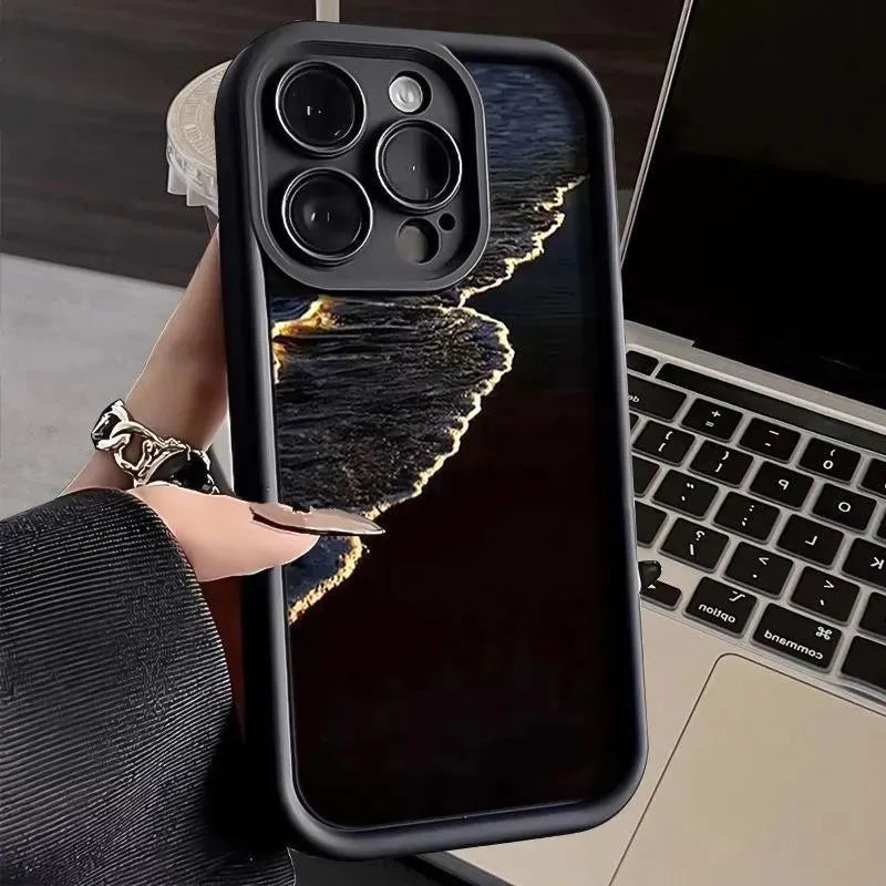 Silicone phone case for Apple iPhone with shockproof air bag design, ladder pattern, in antique white colour