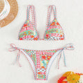 Women's lace-up back swimsuit with split cut design in picture colour