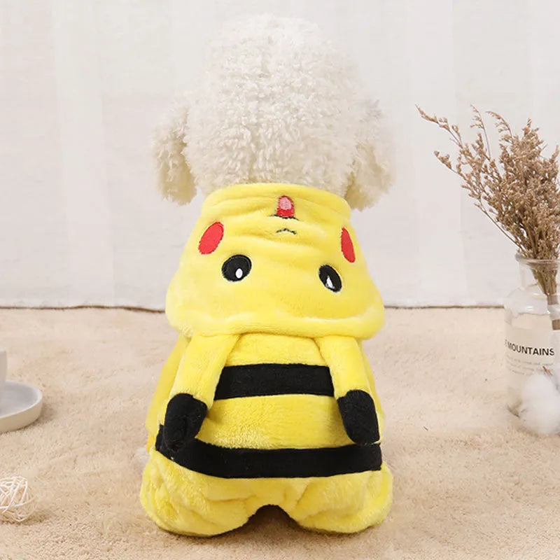 Fleece cartoon cosplay hoodie coat for small to medium cats and dogs in six sizes