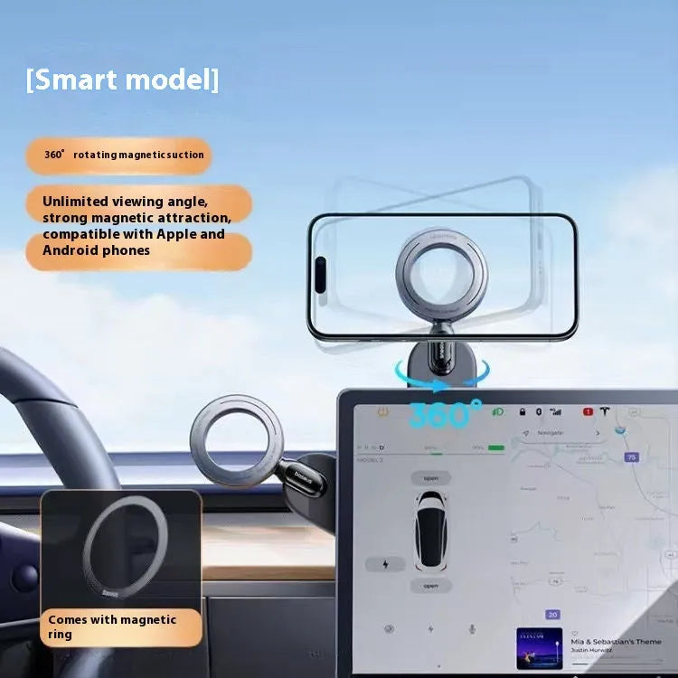 Magnetic car phone holder with 15W wireless charging in ordinary hollow style