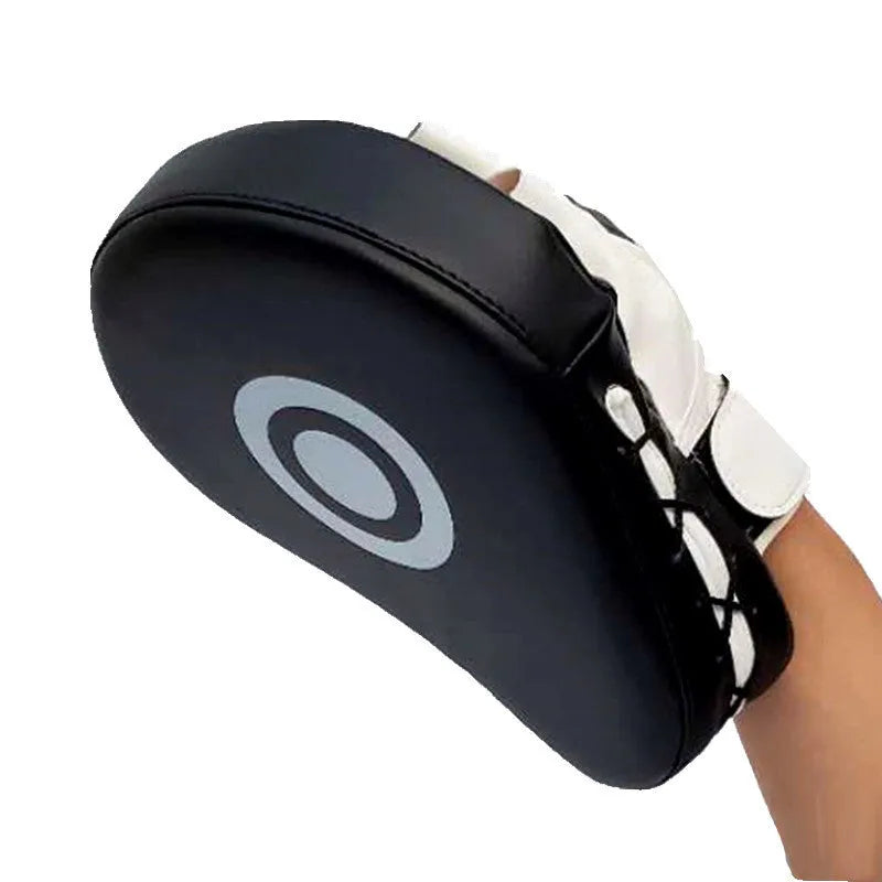 Black and white PU boxing target for martial arts training, 24 x 20 x 5cm, held vertically