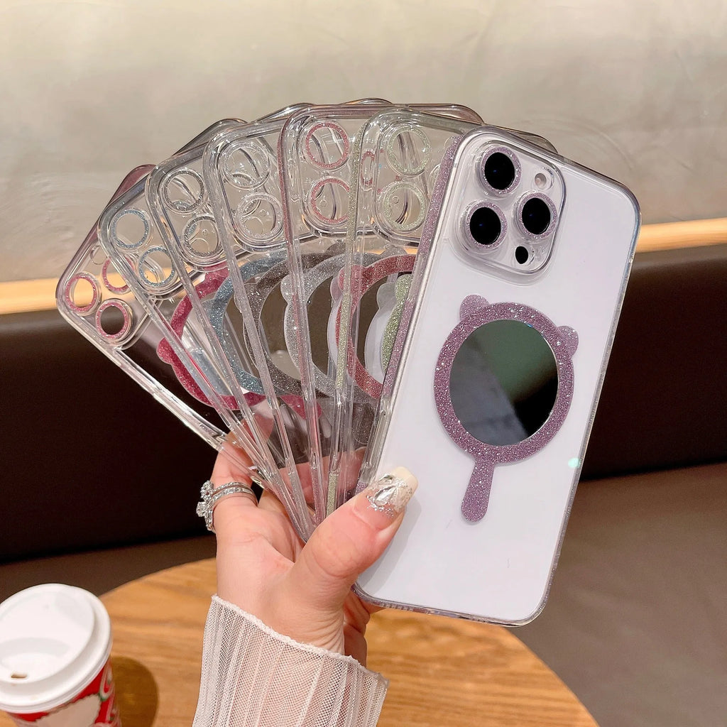 Advanced magnetic suction TPU phone case for iPhone with Star River mirror design in blue colour