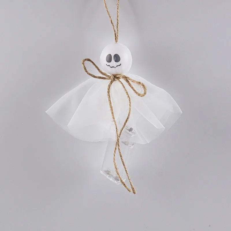 Halloween ghost LED lighting chain with 20 battery-powered PVC beads in Ghost 1 colour option
