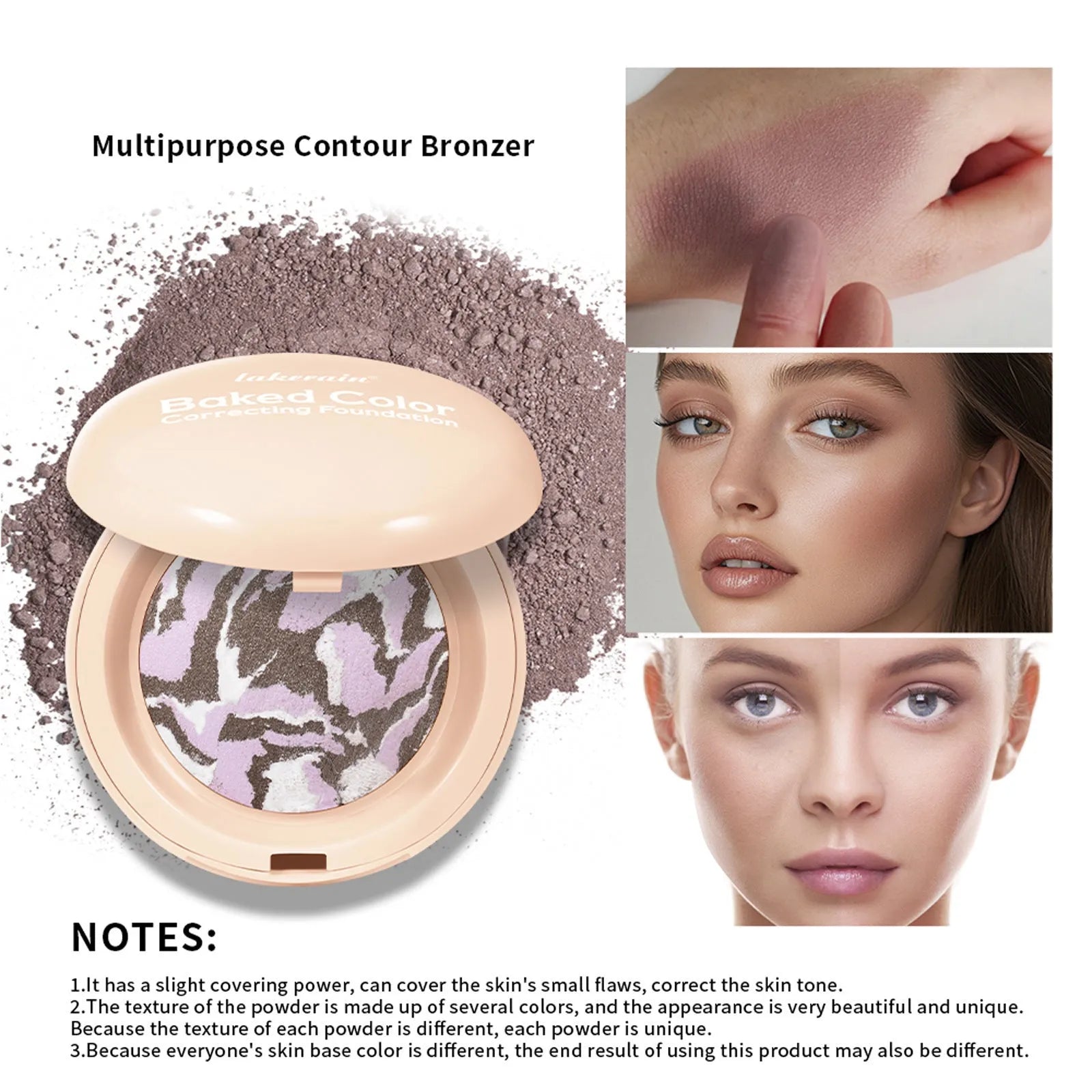Natural Nose Shadow Blush Highlight Bronzing Powder 10g in compact packaging with colour options
